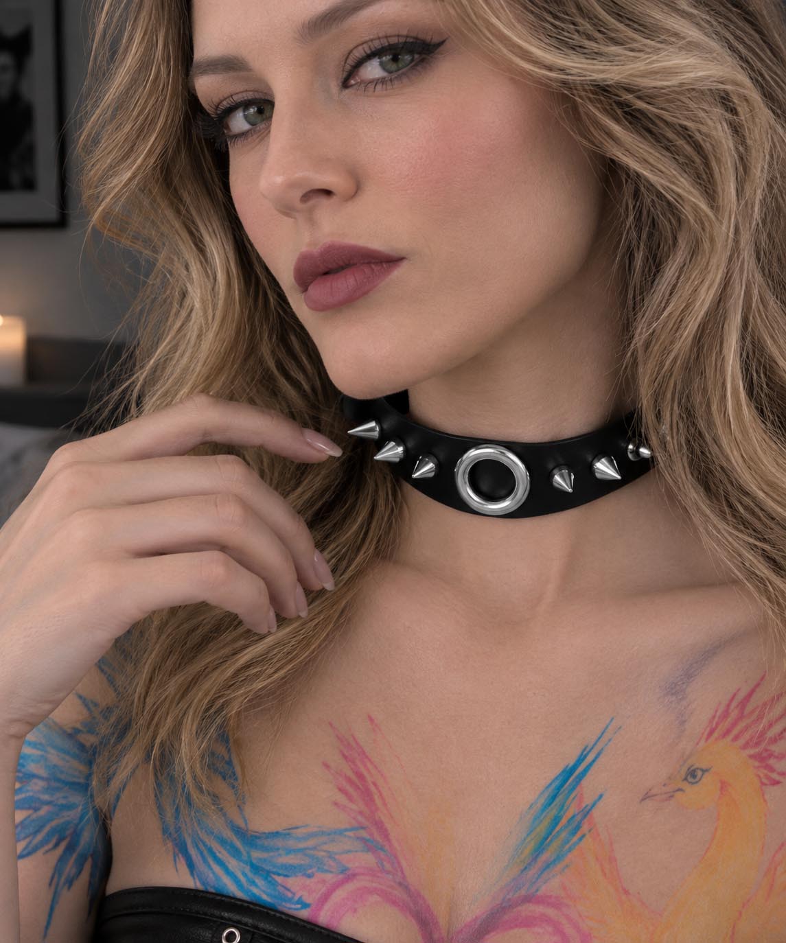 Black Spiky Ring Collar – Gothic Studded O-Ring Choker for Alternative Fashion