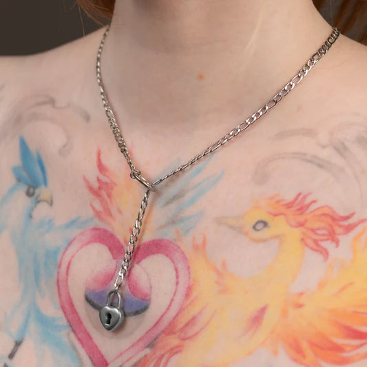 Heart Pendant Micro Slip Chain Day Collar - 4mm Figaro Chain | Silver