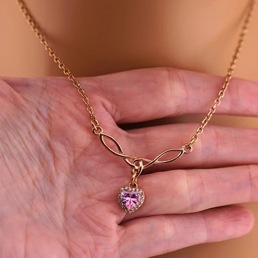 Rose Gold Celtic Collar with Pink CZ Diamond Heart | Gothic BDSM Statement Collar