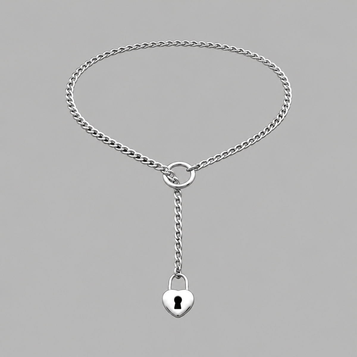 Heart Pendant Micro Slip Chain Day Collar - 4mm Figaro Chain | Silver