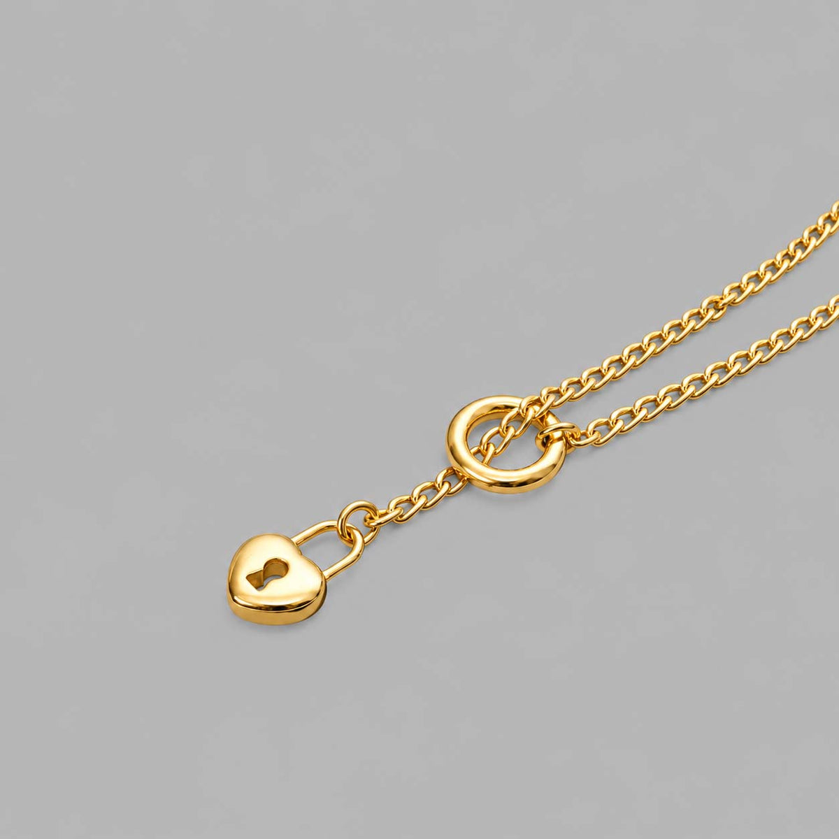 Heart Pendant Micro Slip Chain Day Collar - 4mm Figaro Chain | Gold