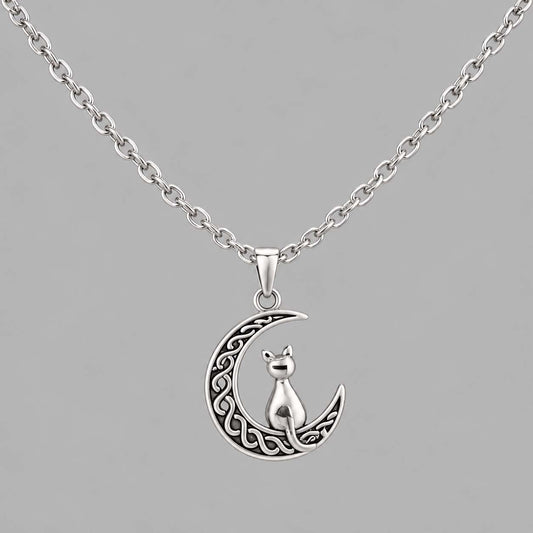 Celtic Kitten Moon O-Ring Collar | Witchy Gothic BDSM Chain Collar