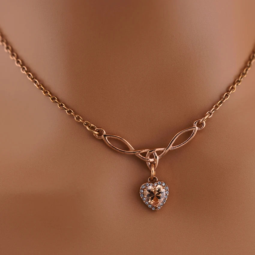 Claimed in Devotion Citrine Heart Celtic Day Collar | Discreet Submissive BDSM Necklace
