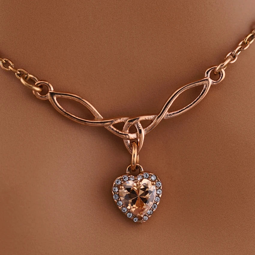Claimed in Devotion Citrine Heart Celtic Day Collar | Discreet Submissive BDSM Necklace