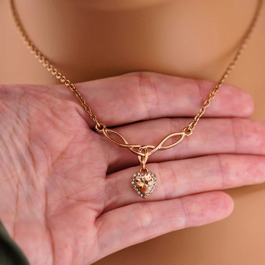 Claimed in Devotion Citrine Heart Celtic Day Collar | Discreet Submissive BDSM Necklace