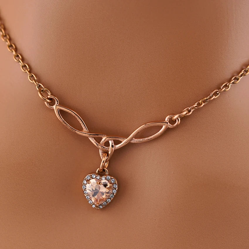 Claimed in Devotion Citrine Heart Celtic Day Collar | Discreet Submissive BDSM Necklace