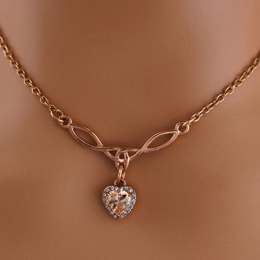 Claimed in Devotion Citrine Heart Celtic Day Collar | Discreet Submissive BDSM Necklace