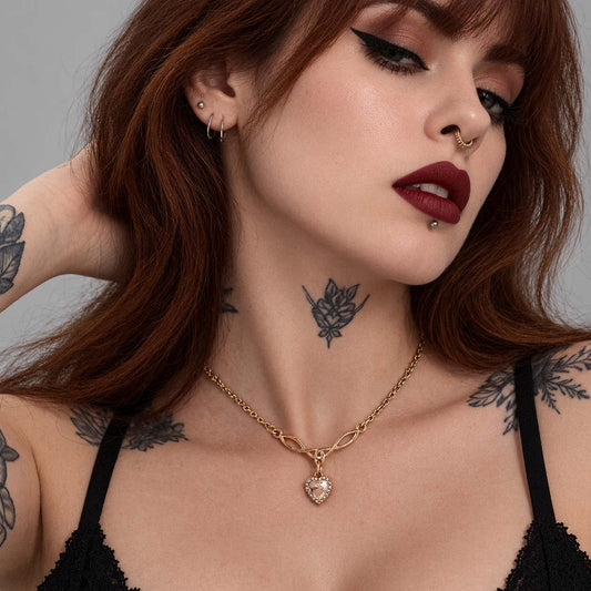 Claimed in Devotion Citrine Heart Celtic Day Collar | Discreet Submissive BDSM Necklace