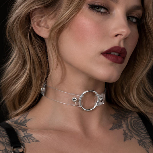 Classic Clear O-Ring Collar – Transparent PVC Choker with Silver Hardware