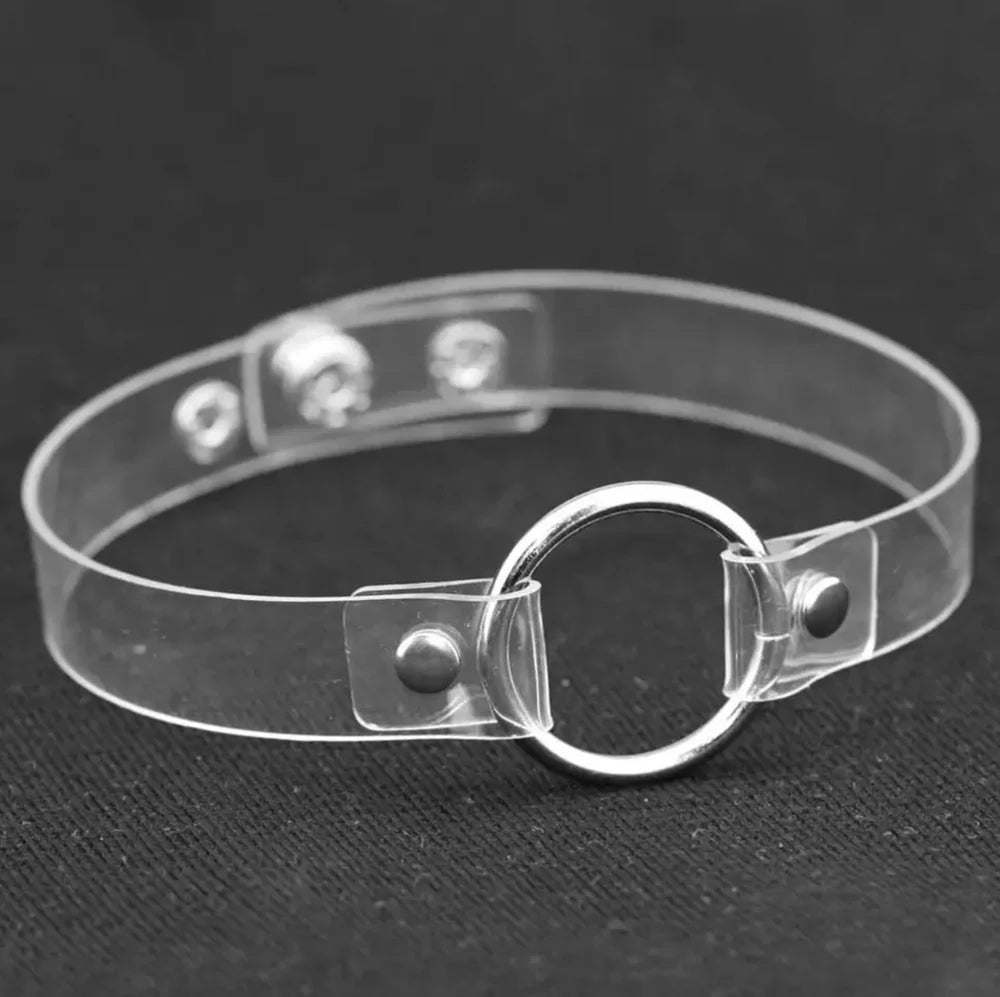 Classic Clear O-Ring Collar – Transparent PVC Choker with Silver Hardware