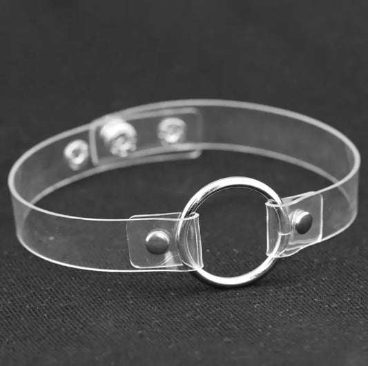 Classic Clear O-Ring Collar – Transparent PVC Choker with Silver Hardware