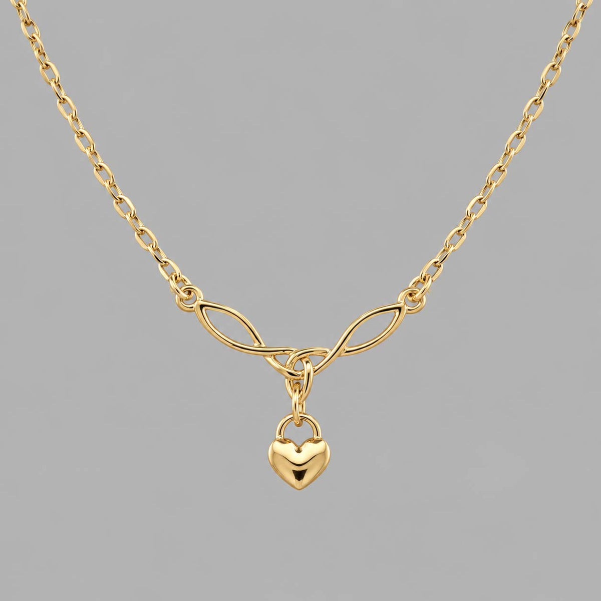 Gold Celtic Heart Paperclip Chain Collar | Gothic BDSM Statement Collar