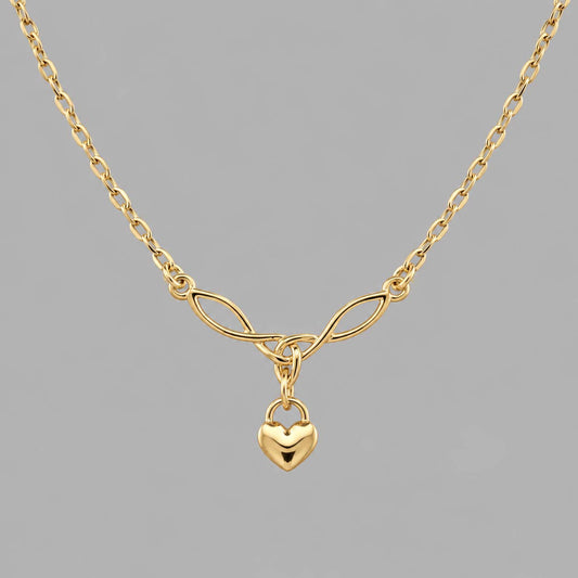 Gold Celtic Heart Paperclip Chain Collar | Gothic BDSM Statement Collar
