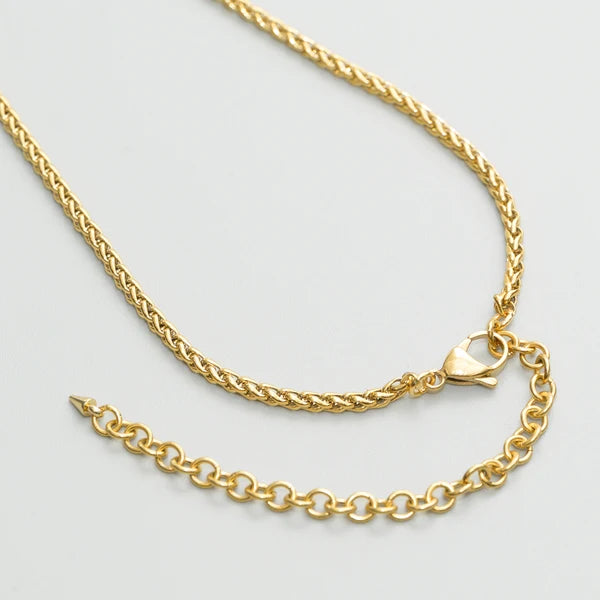 Heart Pendant Micro Slip Chain Day Collar - 3mm Foxtail Chain | Gold