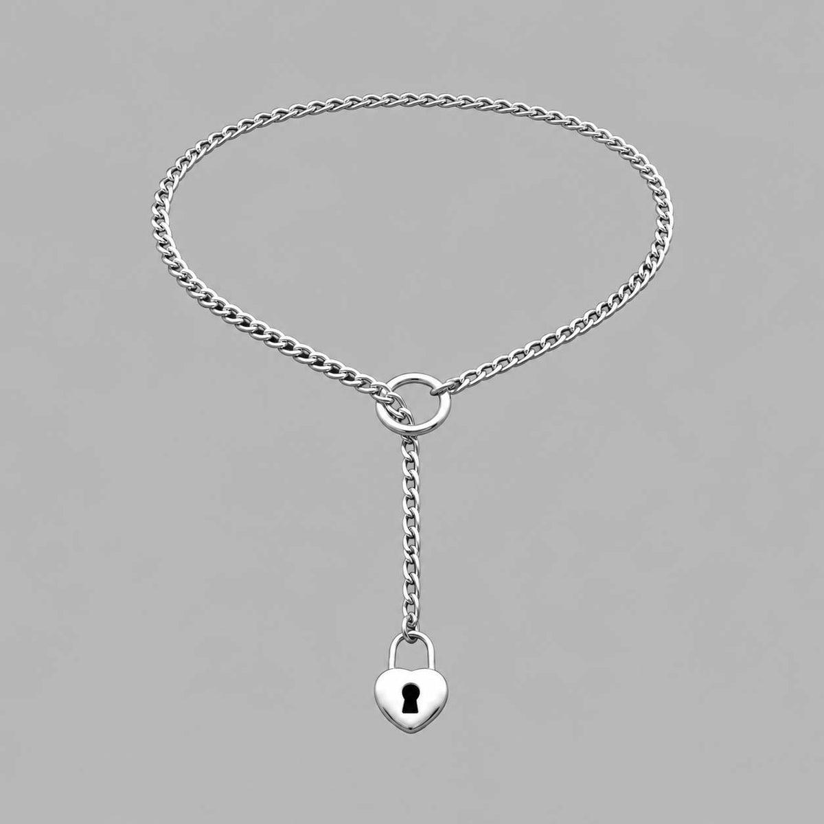 Heart Pendant Micro Slip Chain Day Collar - 4mm Cuban Chain | Silver