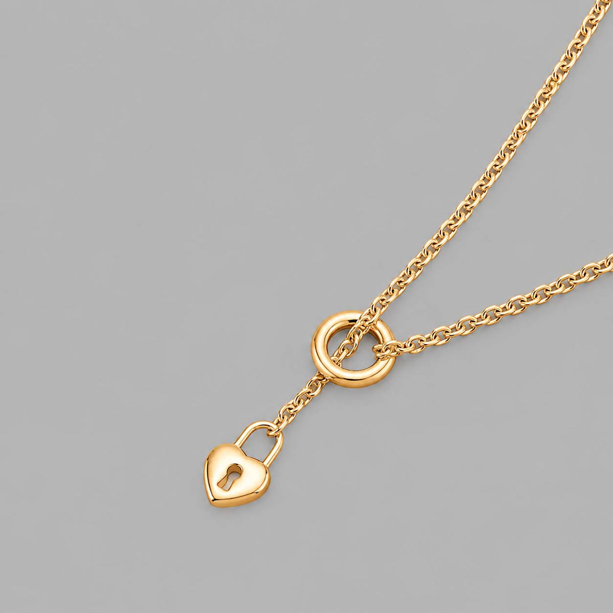 Heart Pendant Micro Slip Chain Day Collar - 3mm Foxtail Chain | Gold