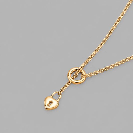 Heart Pendant Micro Slip Chain Day Collar - 3mm Foxtail Chain | Gold