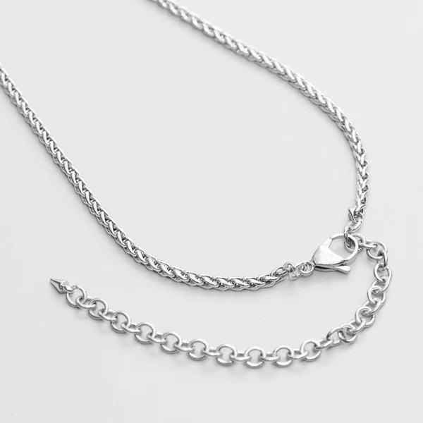Padlock Pendant Micro Slip Chain Day Collar - 3mm Foxtail Chain | Silver