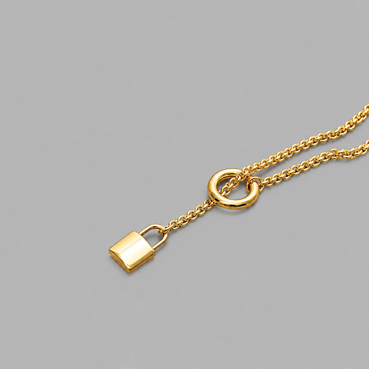 Padlock Pendant Micro Slip Chain Day Collar - 4mm Cuban Chain | Gold