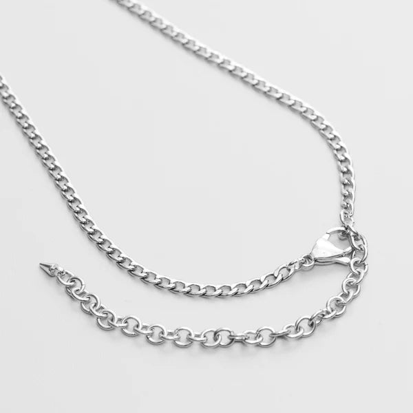 Padlock Pendant Micro Slip Chain Day Collar - 4mm Cuban Chain | Silver