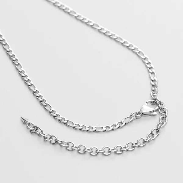 Padlock Pendant Micro Slip Chain Day Collar - 4mm Figaro Chain | Silver