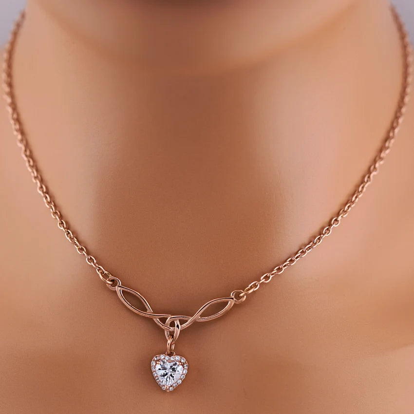 Rose Gold Celtic Collar with CZ Diamond Heart | Gothic BDSM Statement Collar