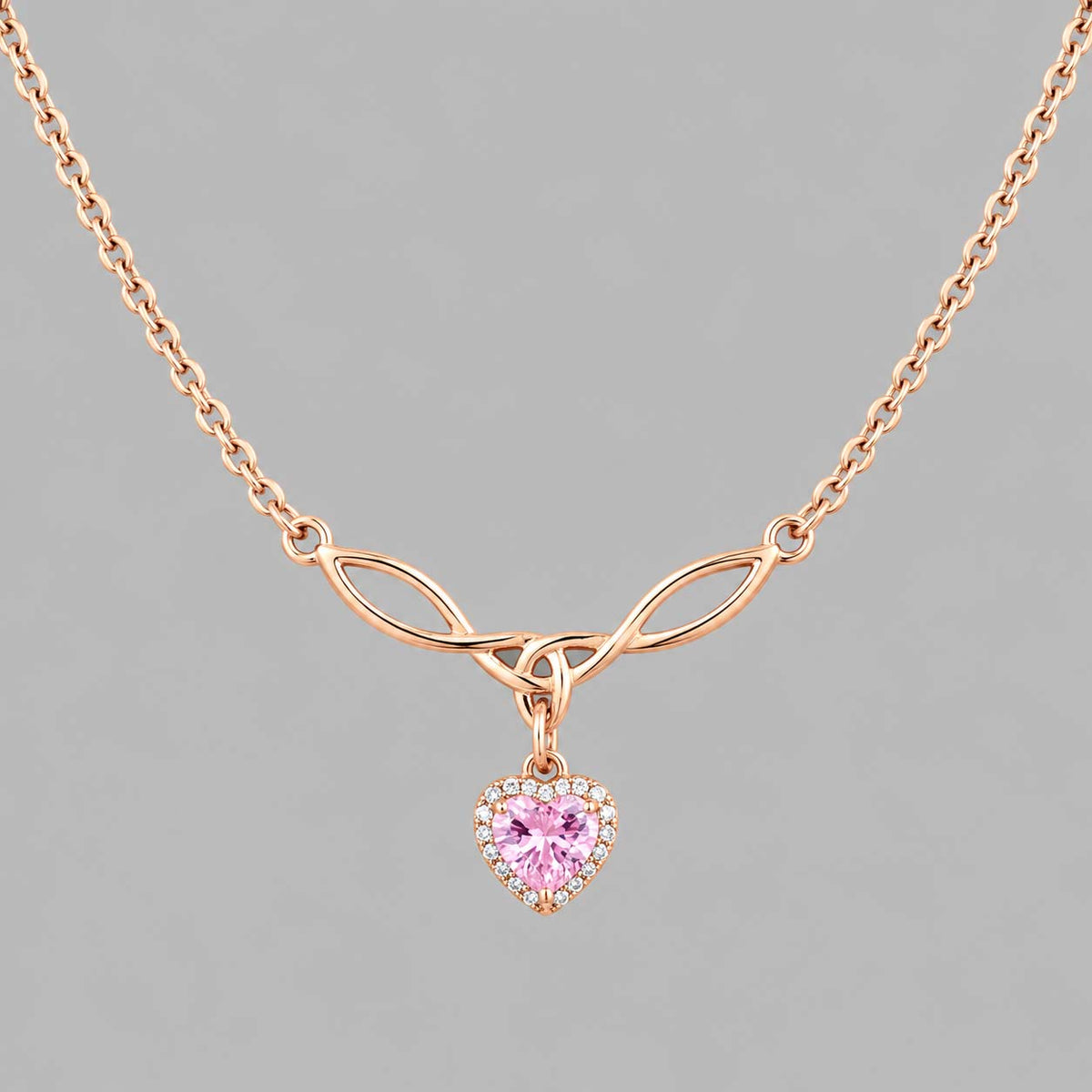 Rose Gold Celtic Collar with Pink CZ Diamond Heart | Gothic BDSM Statement Collar