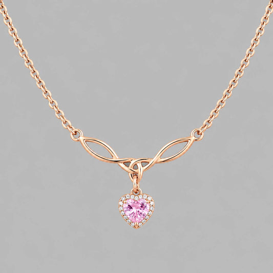 Rose Gold Celtic Collar with Pink CZ Diamond Heart | Gothic BDSM Statement Collar