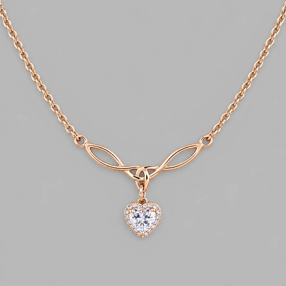 Rose Gold Celtic Collar with CZ Diamond Heart | Gothic BDSM Statement Collar