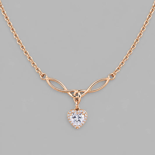 Rose Gold Celtic Collar with CZ Diamond Heart | Gothic BDSM Statement Collar