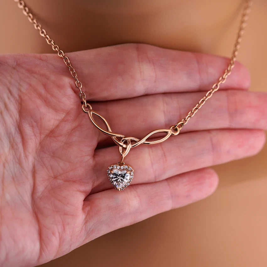 Rose Gold Celtic Collar with CZ Diamond Heart | Gothic BDSM Statement Collar