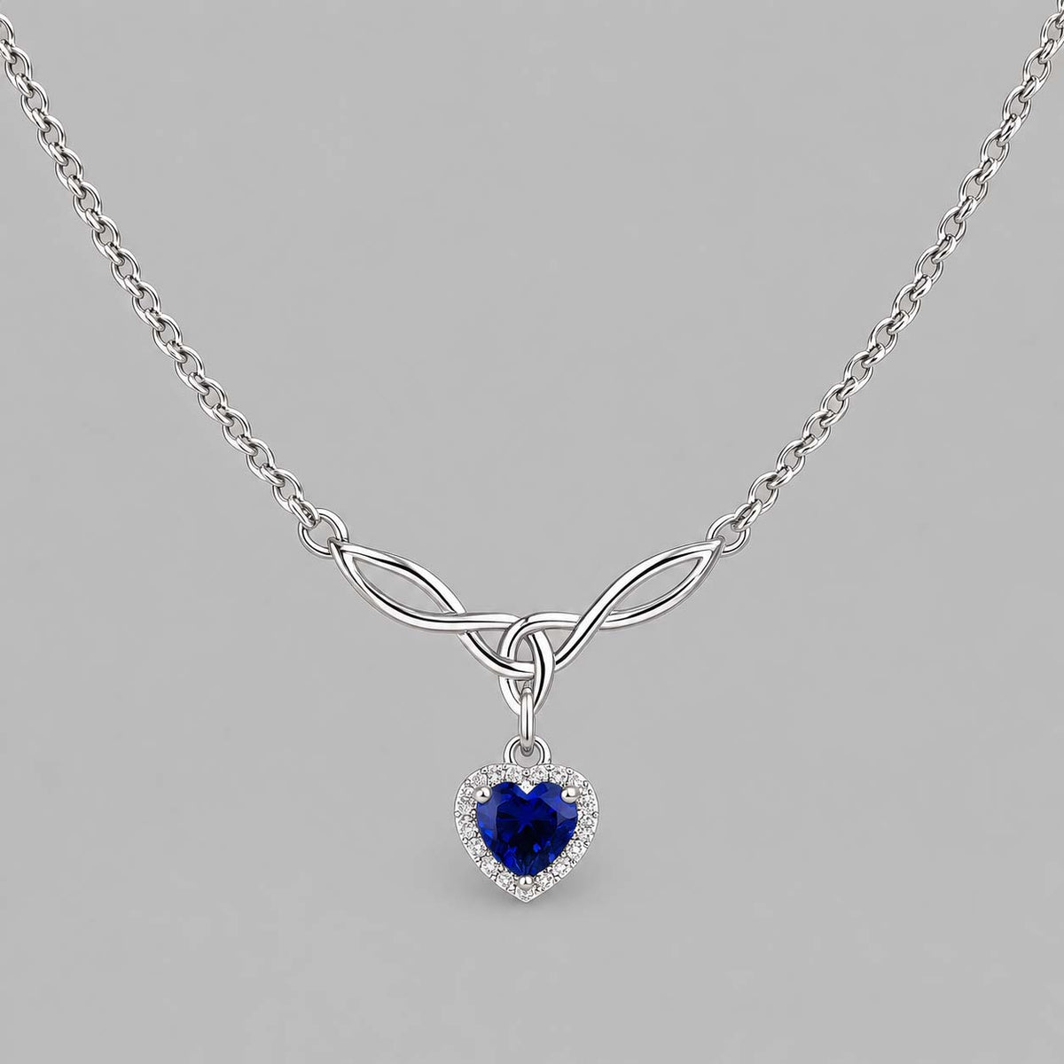 Sterling Silver Blue Sapphire CZ Heart Collar | Elegant BDSM Heart Collar