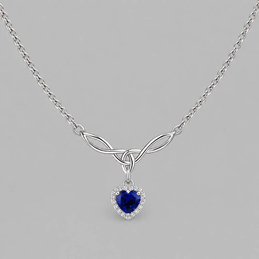 Sterling Silver Blue Sapphire CZ Heart Collar | Elegant BDSM Heart Collar